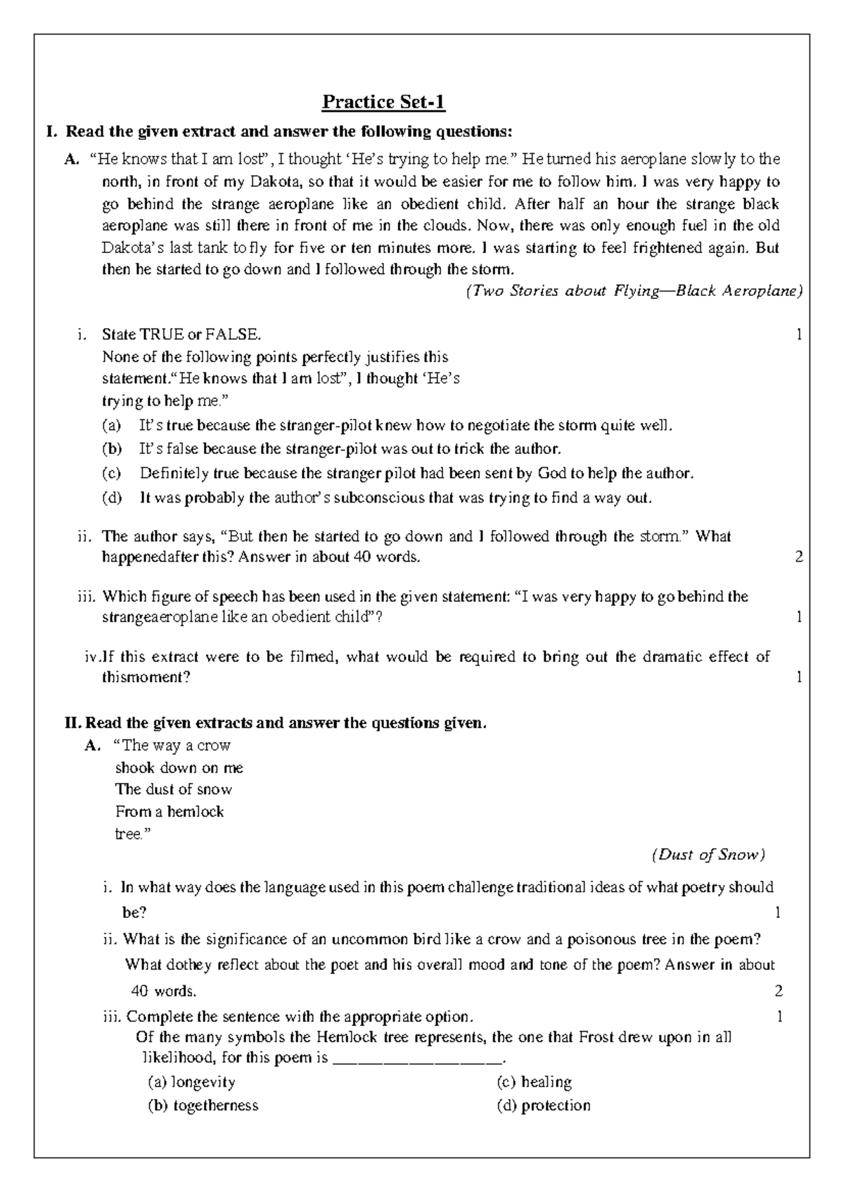 Practice I: Analyzing Literary Extracts and Answering Questions (ENG101 ...