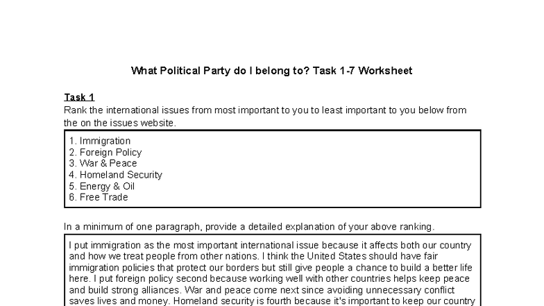 Political Party Project 2025: Ranking Issues and Platforms - Studocu