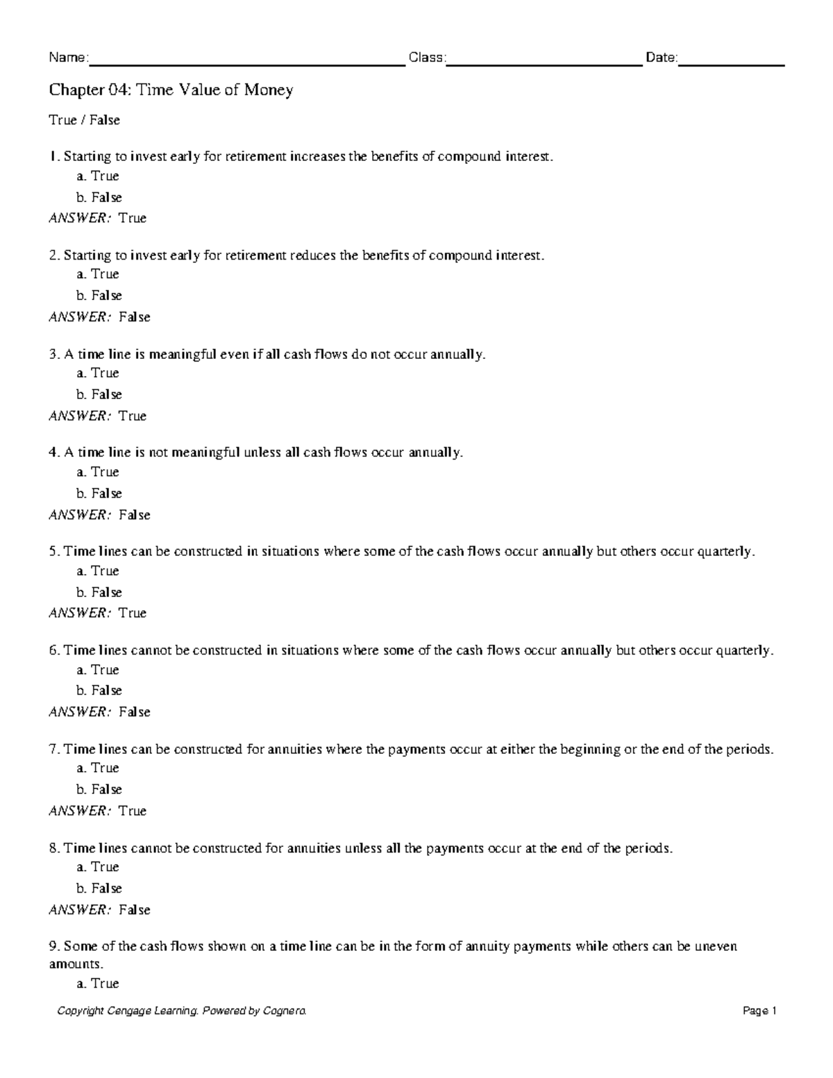 Chapter 04: Time Value of Money - True/False Questions and Answers ...