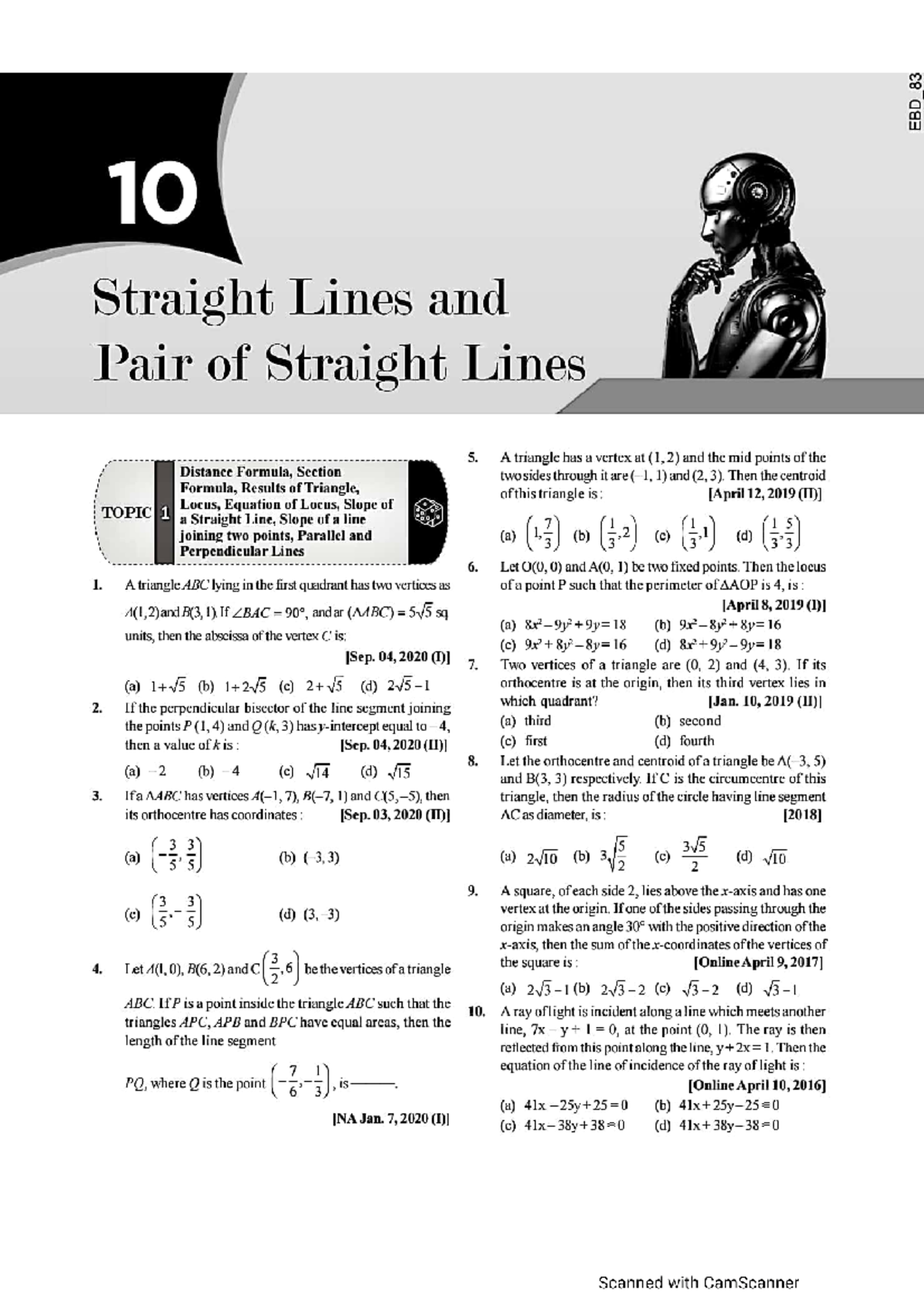 EBD 83 Straight Lines and Pair of Straight Lines: Advanced Level Notes ...