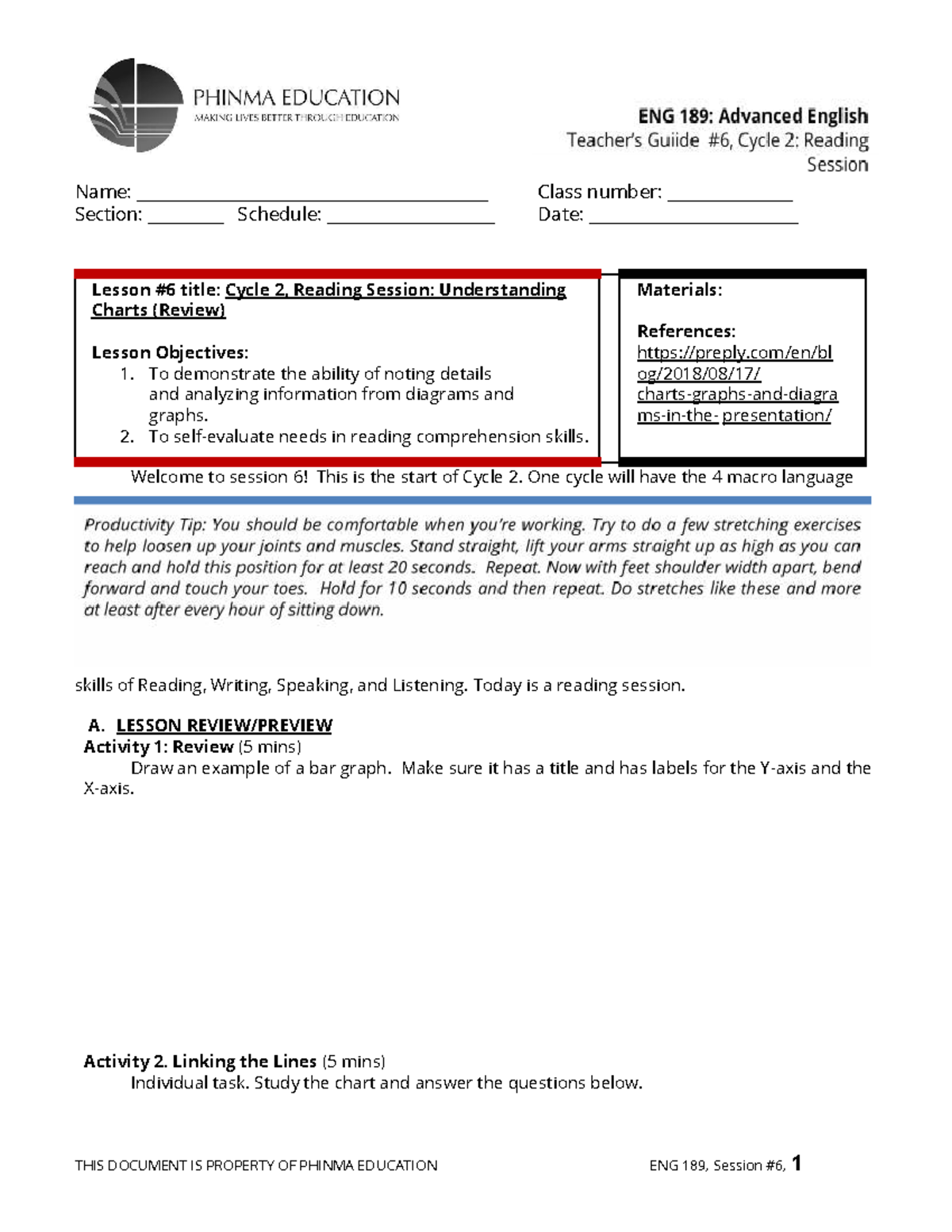 ENG 189 Lesson 6: Understanding Charts and Reading Comprehension - Studocu
