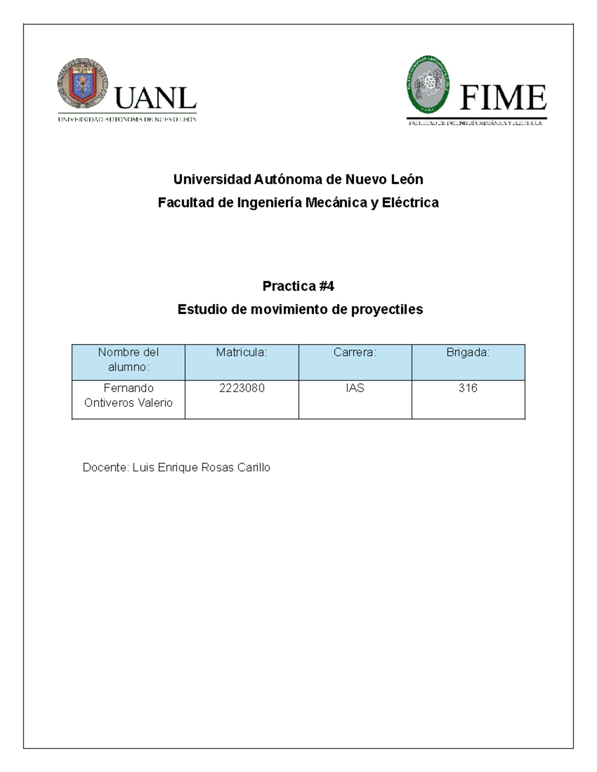 Practica 4 (fisica lab) - Universidad Autónoma de Nuevo León Facultad ...
