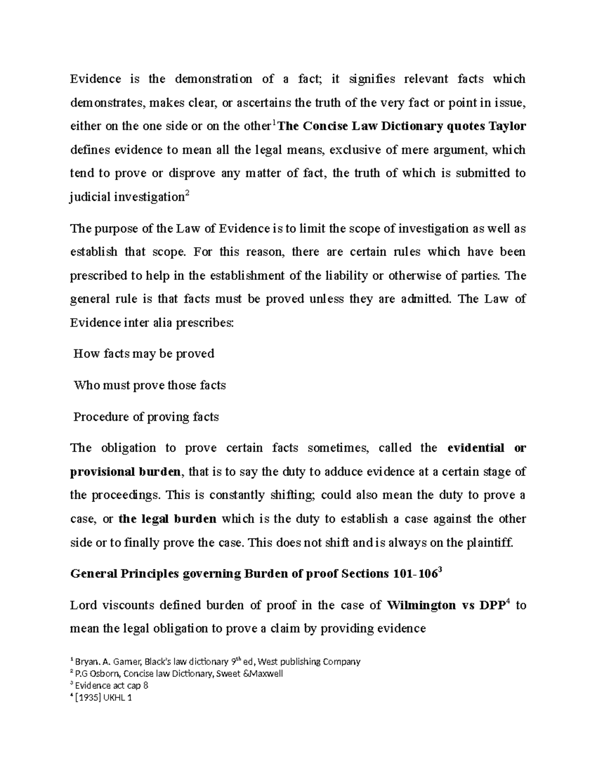 Burden of Proof and Standard in Law: Key Principles and Cases - Studocu