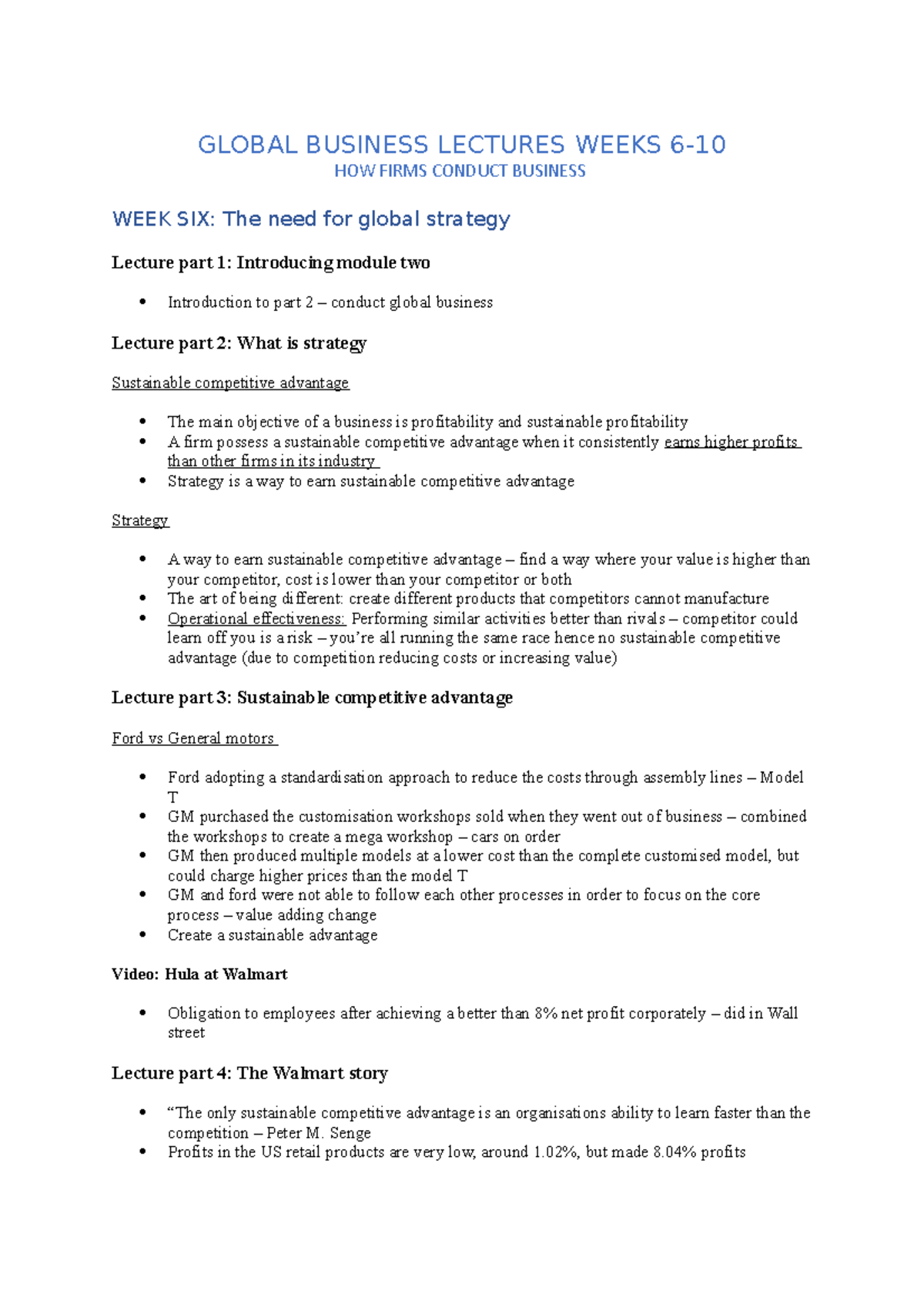 IBUS Notes 6-12 - Global Business Semester Two weeks 6 to 12 - GLOBAL ...