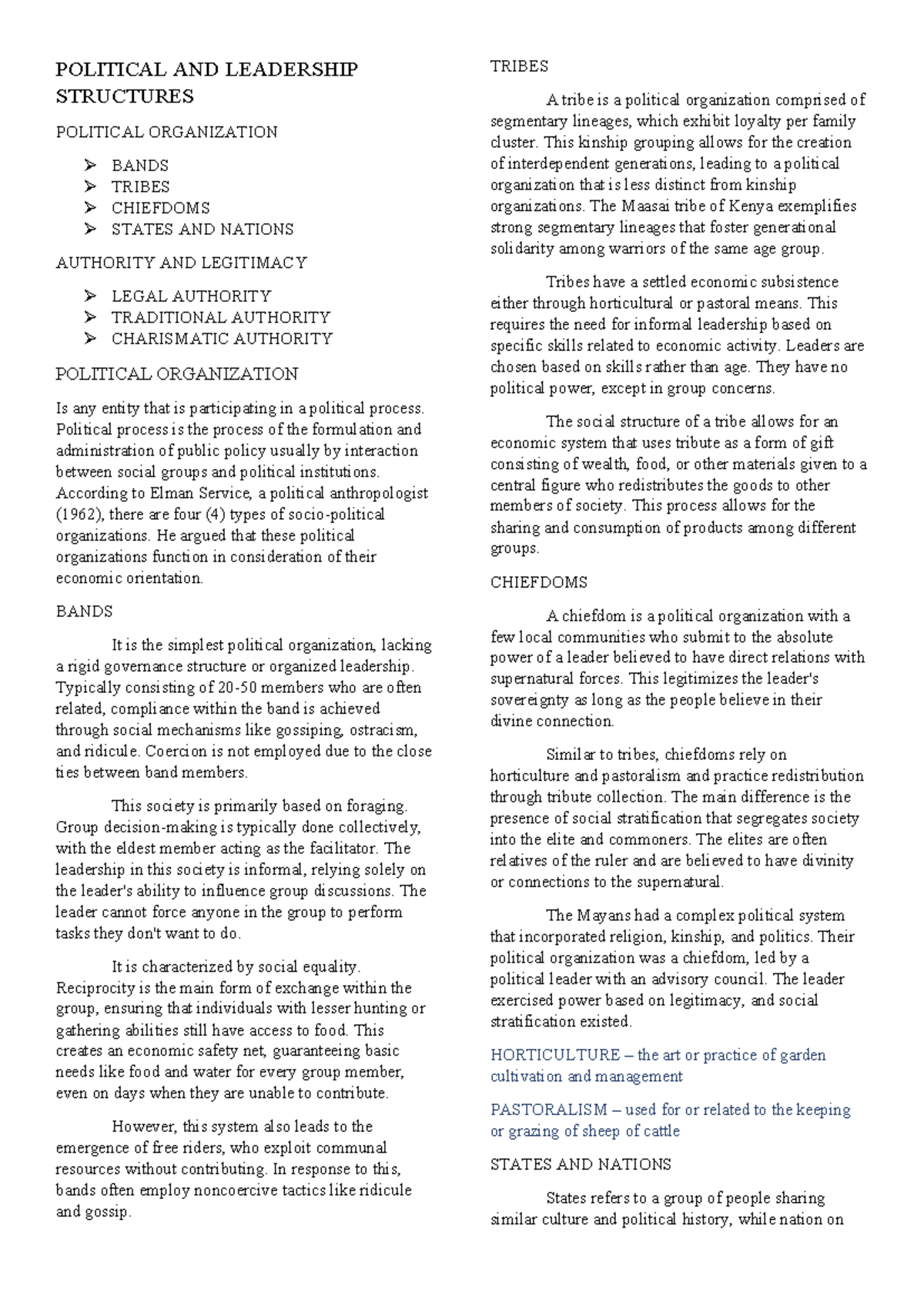 UCPS - Lesson 2: Political Structures and Leadership in Society - Studocu
