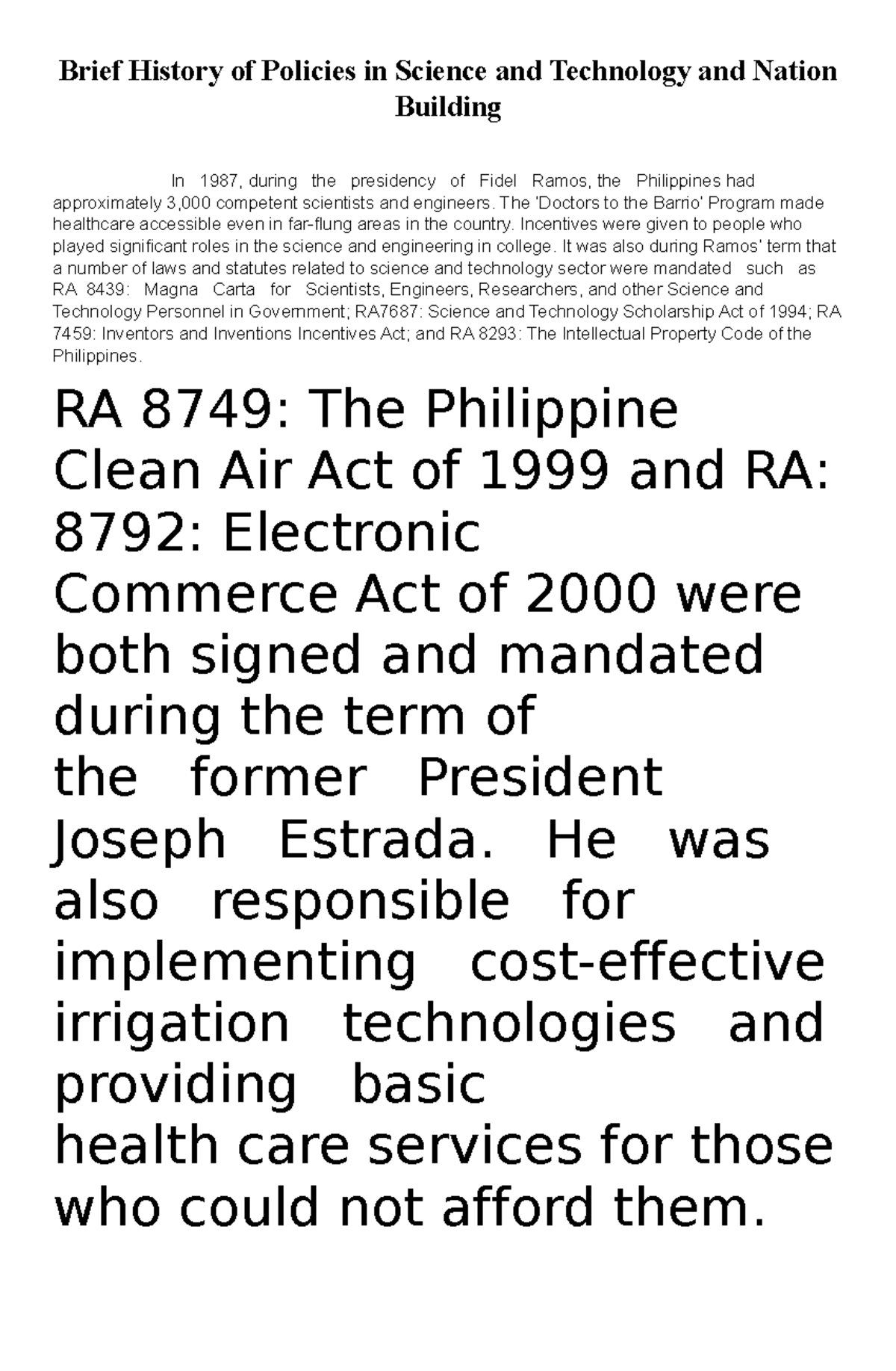 History of Science & Tech Policies in Nation Building (1987-2023) - Studocu