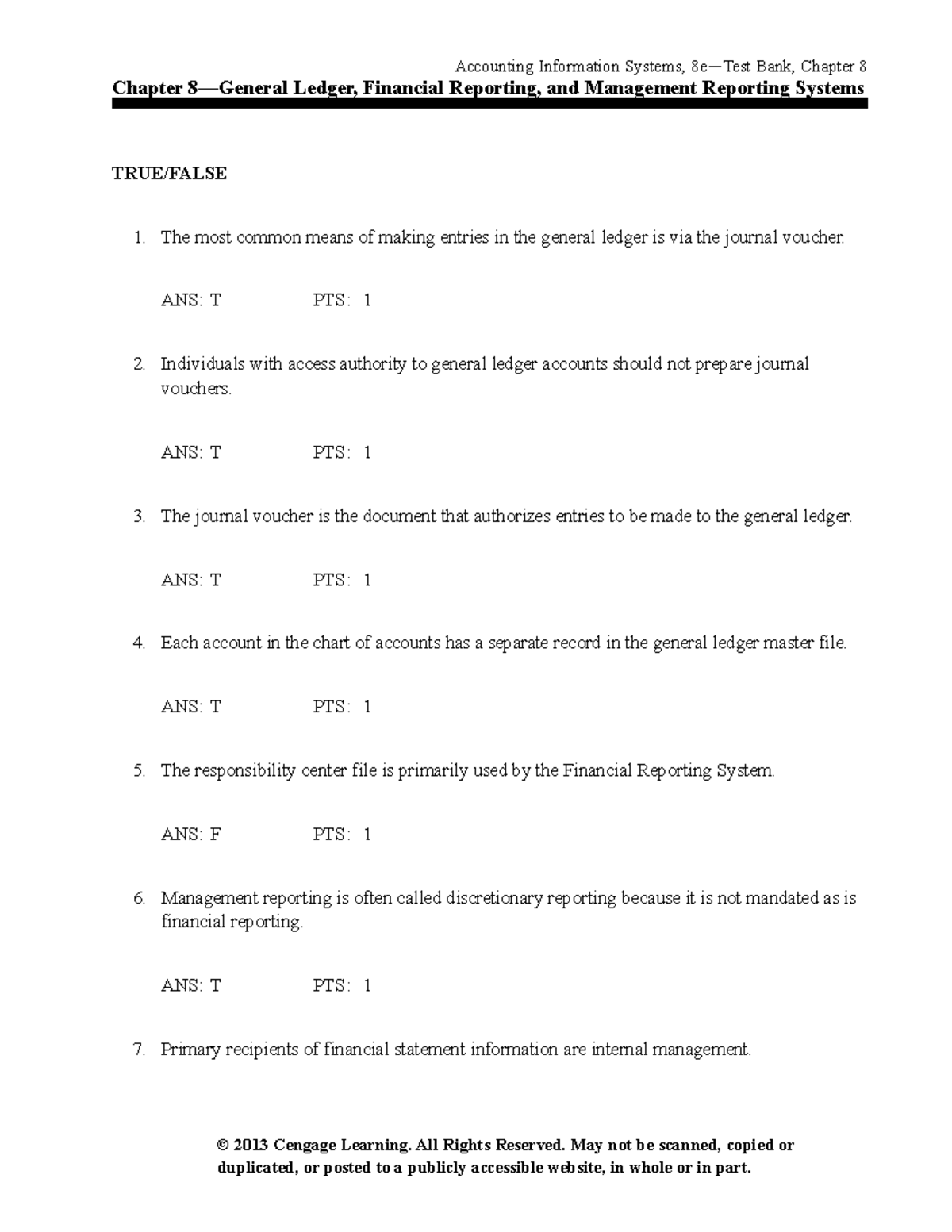 Accounting Information Systems Test Bank 8 - Chapter 8 Review - Studocu