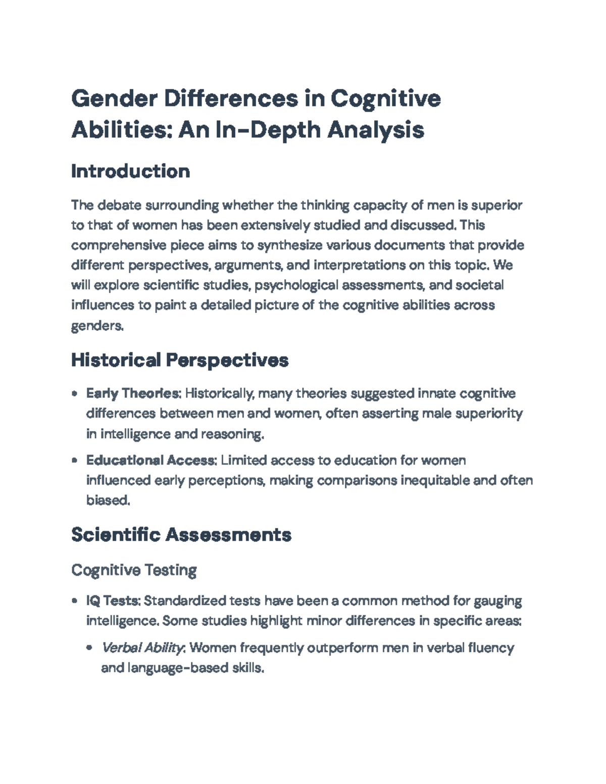 Gender Differences in Cognitive Abilities: A Comprehensive Study ...