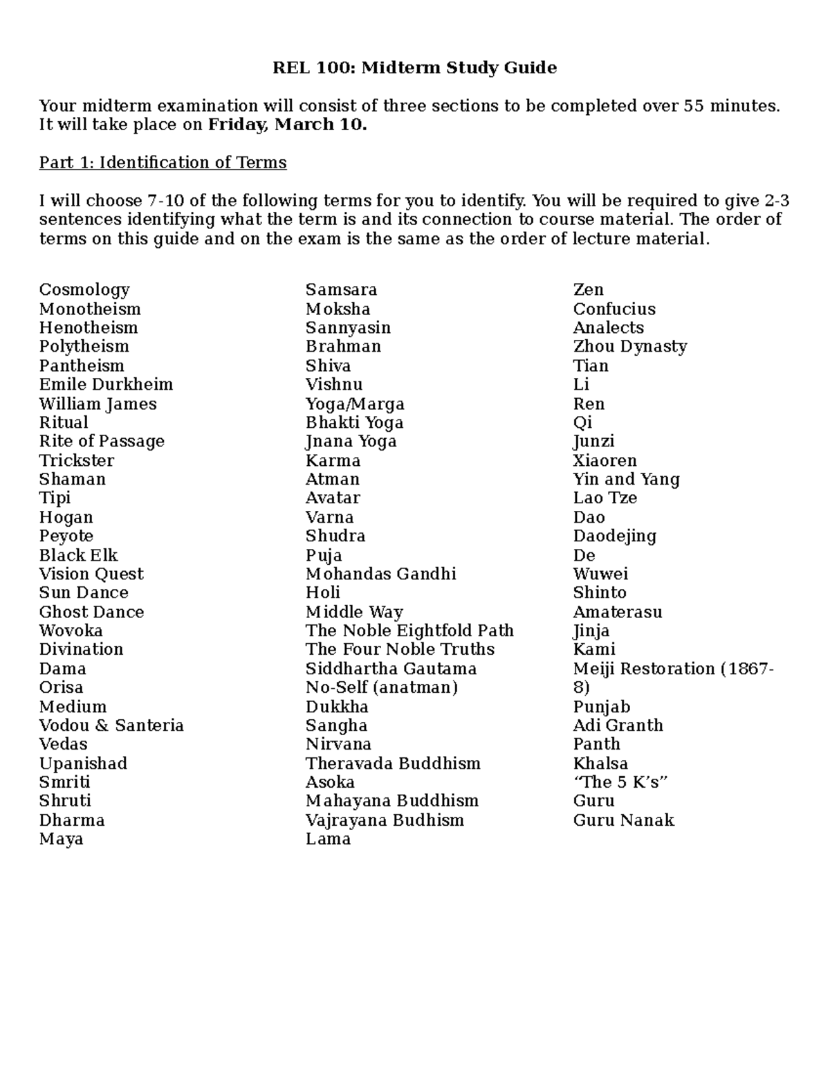 REL 100: Comprehensive Midterm Study Guide for Exam Preparation - Studocu