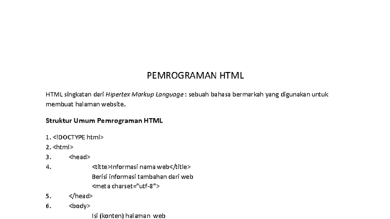 Materi 2: Pengantar HTML dan CSS untuk Pemrograman Web - Studocu