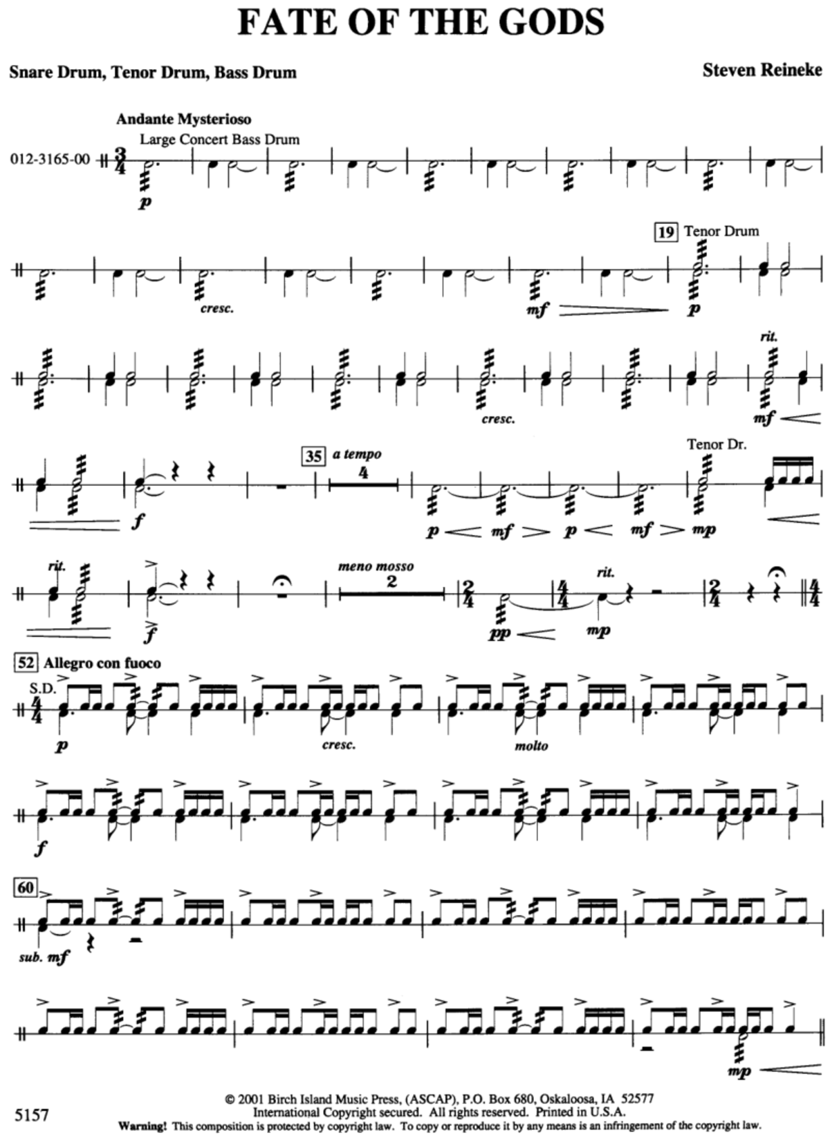 FATE OF THE GODS - Snare Drum Sheet Music for Study - Studocu