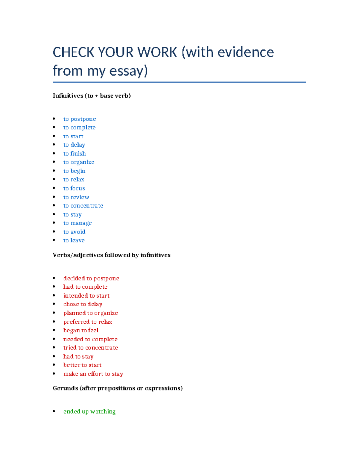 Check Your Work Portfolio-2 - CHECK YOUR WORK (with evidence from my ...