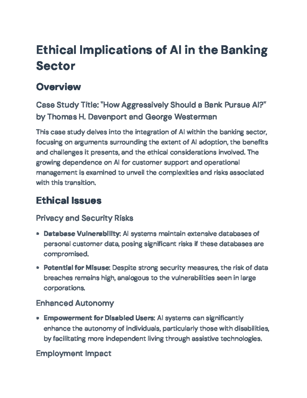 Ethical Implications of AI in Banking: Case Study Analysis - Ethical ...