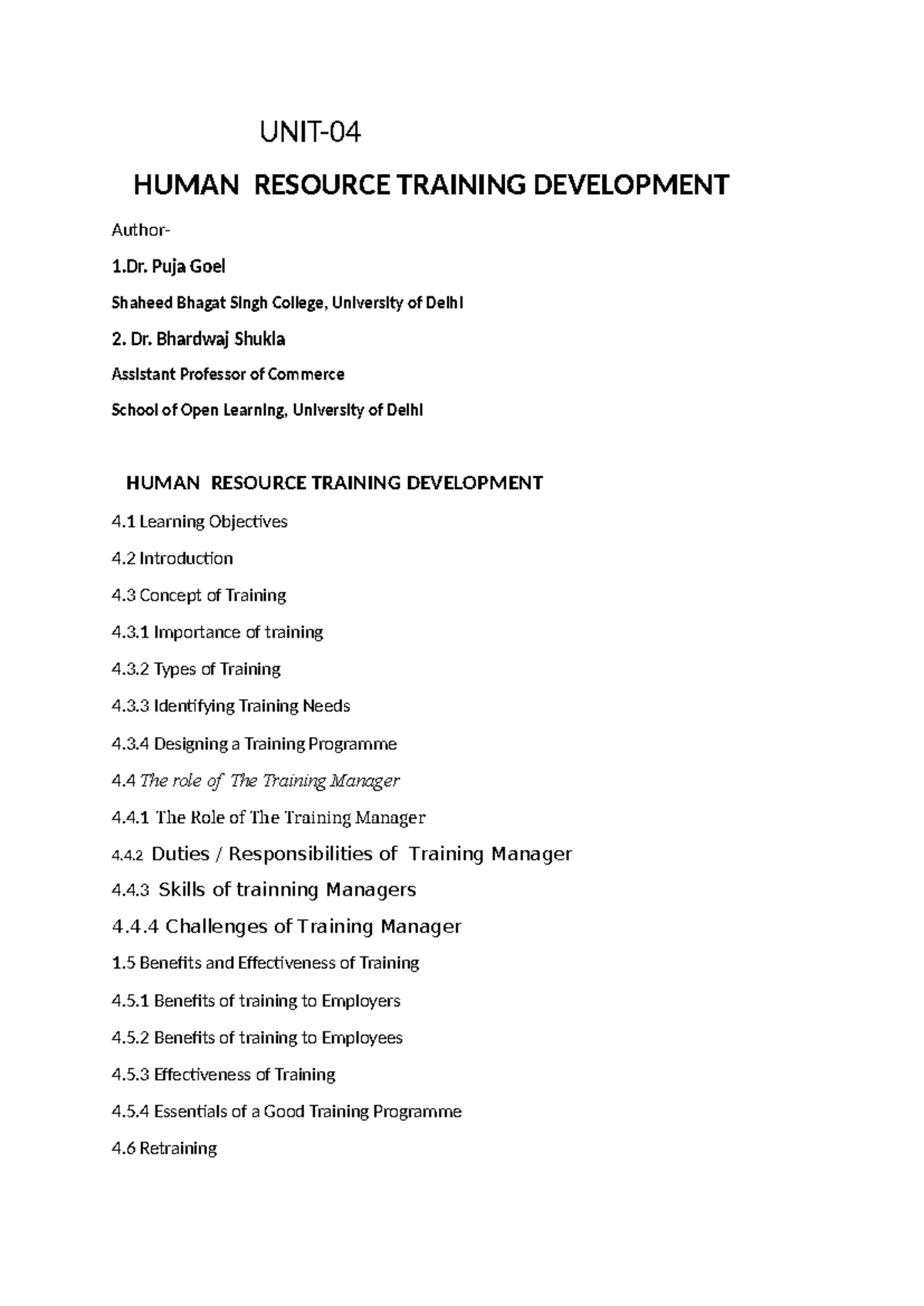 Human Resource Development Unit 4 Notes - B.Com 4th Sem Insights - Studocu
