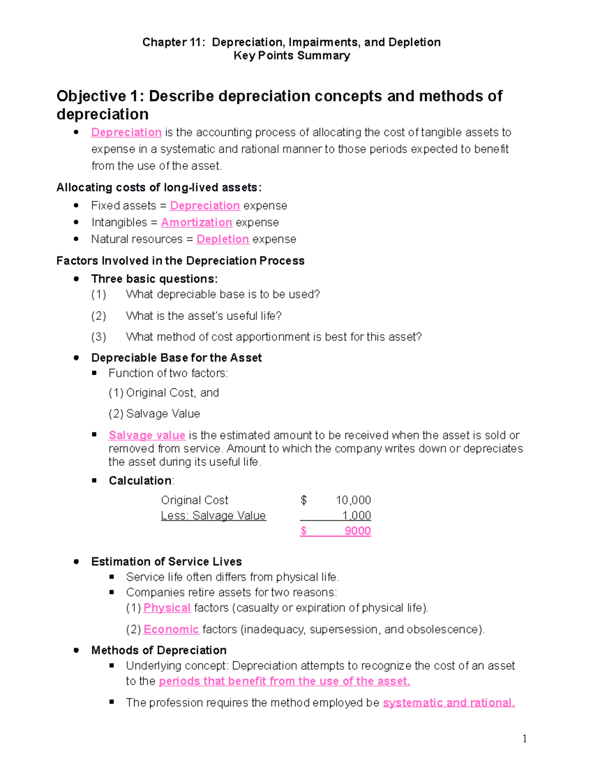 Chapter 10: Depreciation Concepts & Methods - Complete Notes - Studocu