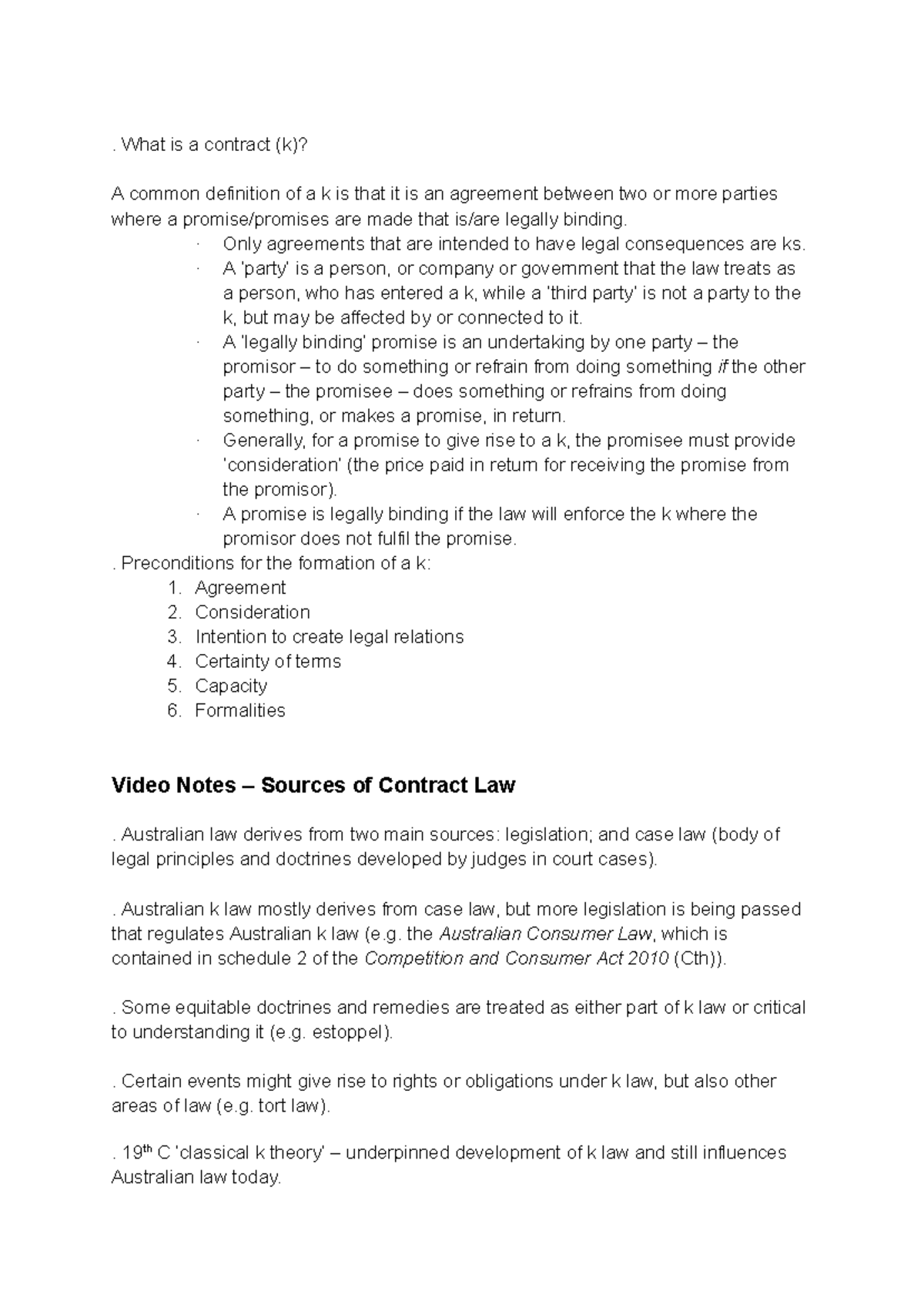 Contract A - All Sem 1 Contract Law Notes - Studocu