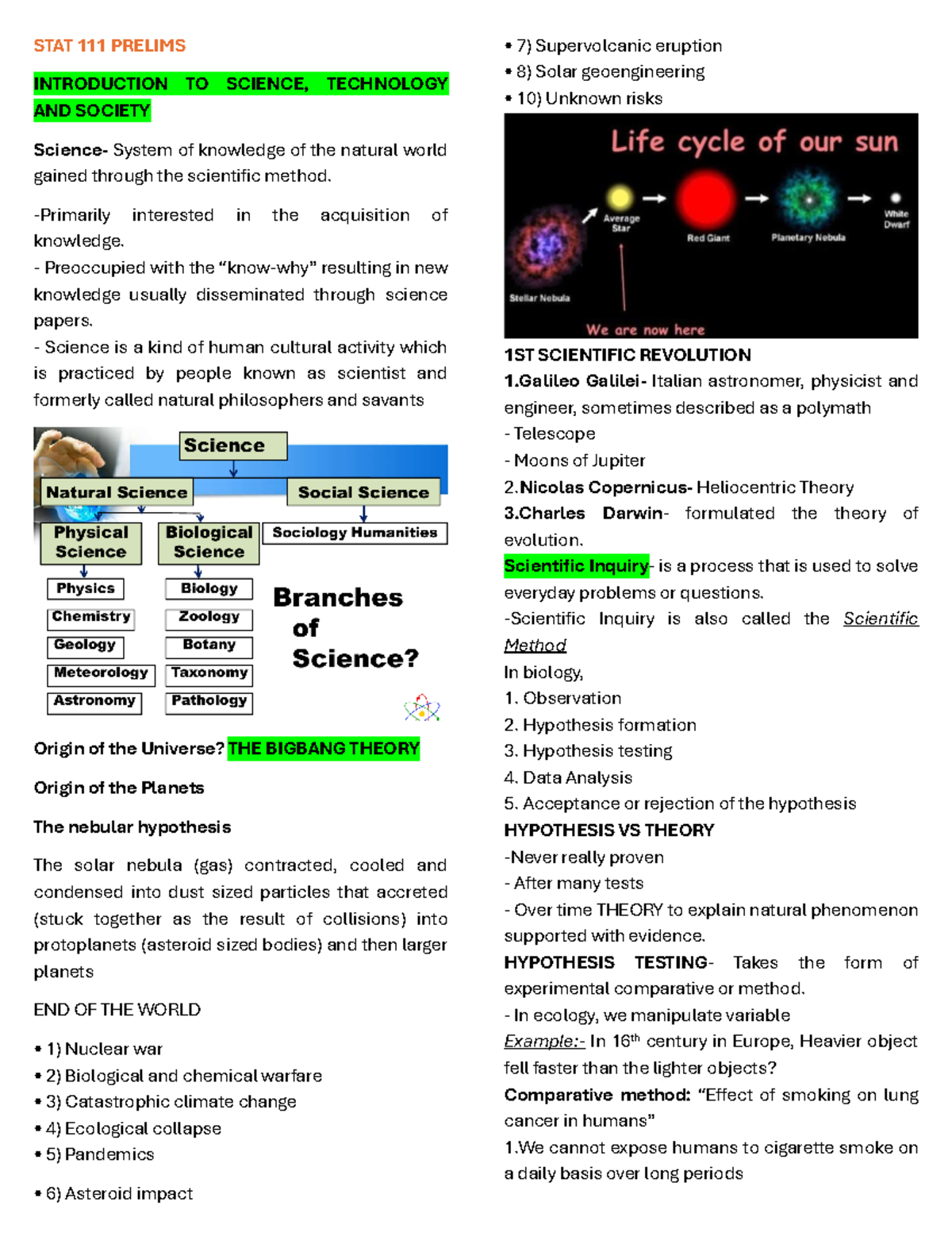 STAS Prelim 111111 - stas reviewer - STAT 111 PRELIMS INTRODUCTION TO ...