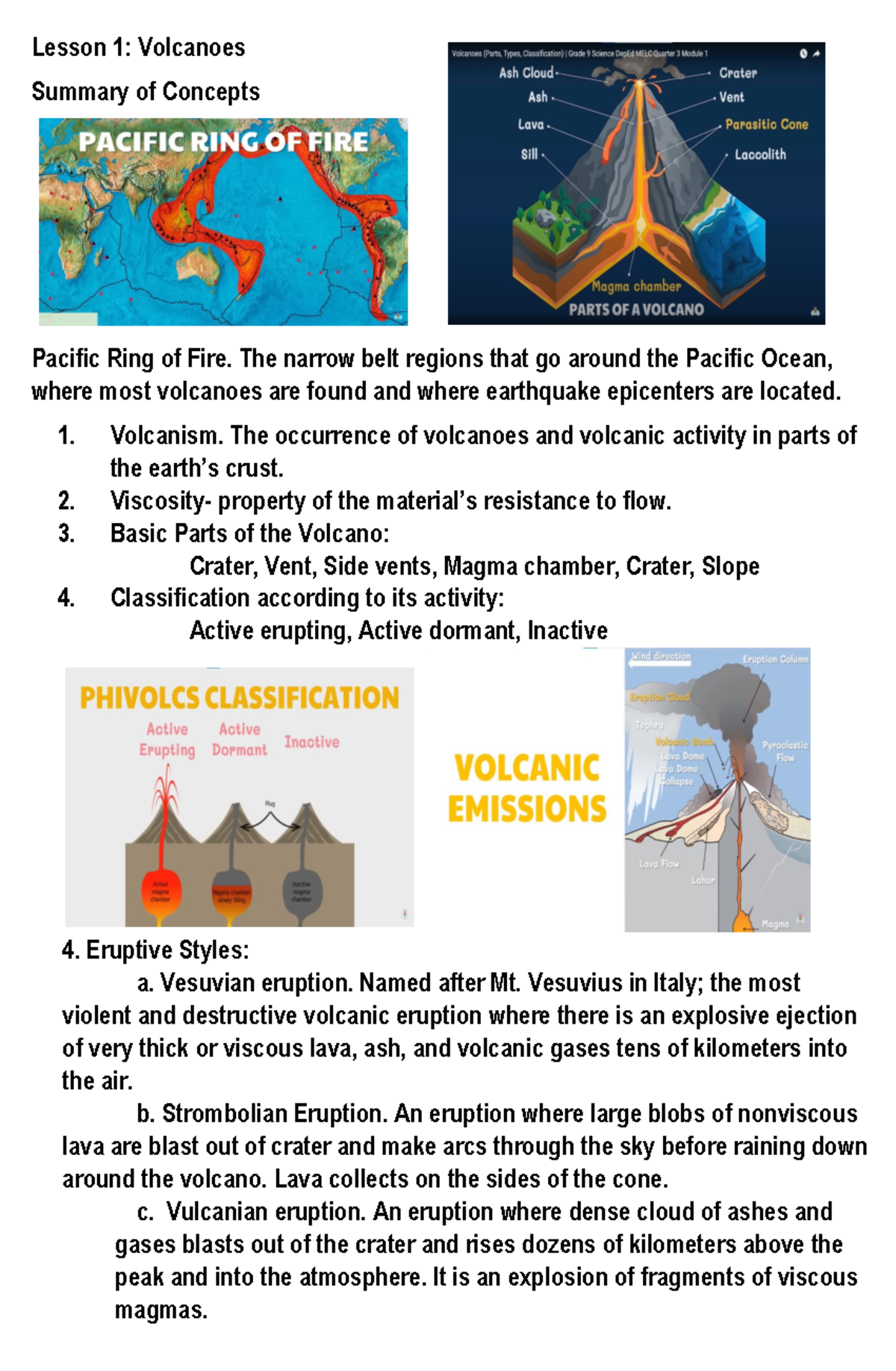 Lesson 1: Volcanoes Overview and Key Concepts (Q3) - Studocu