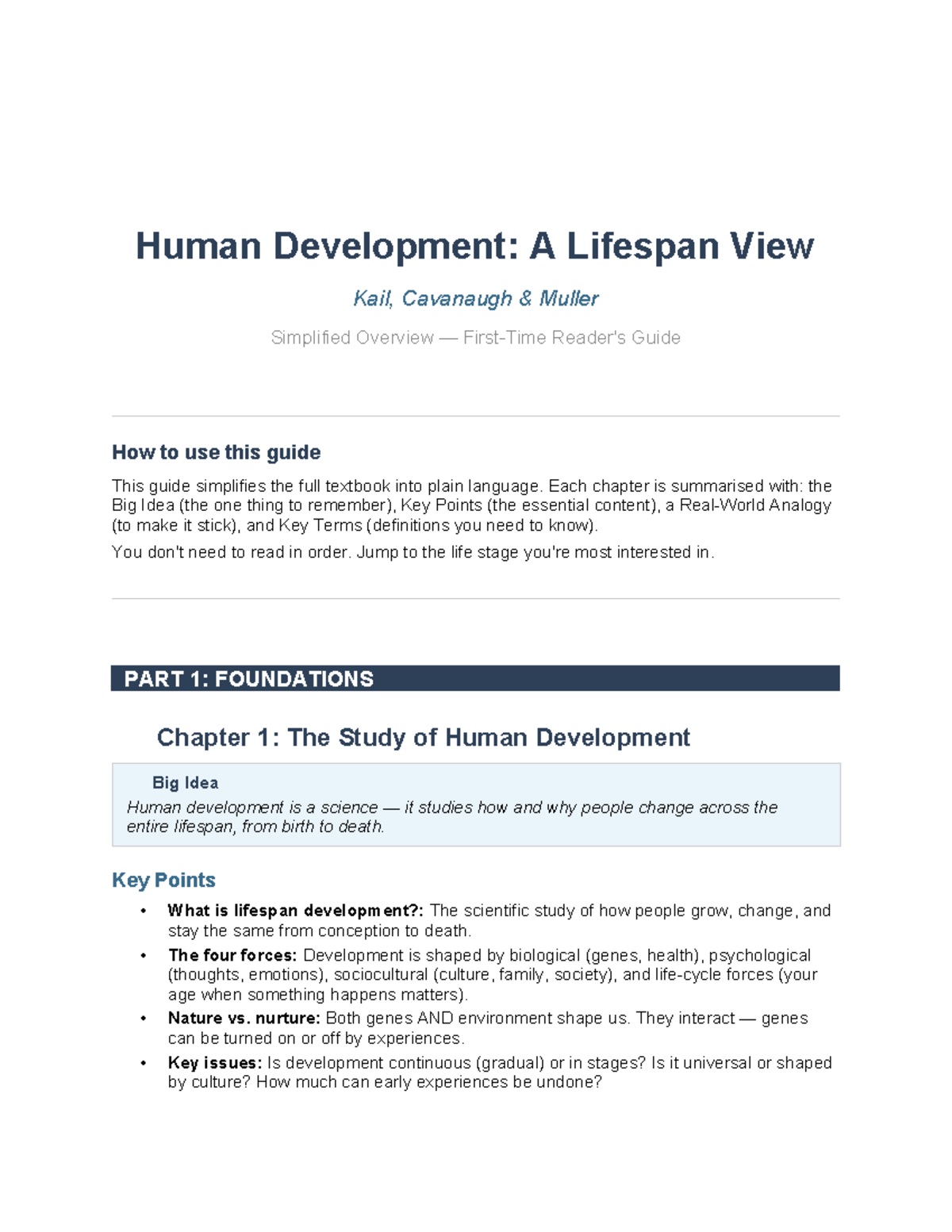 Human Development: A Lifespan Overview Guide (PSY 101) - Studocu