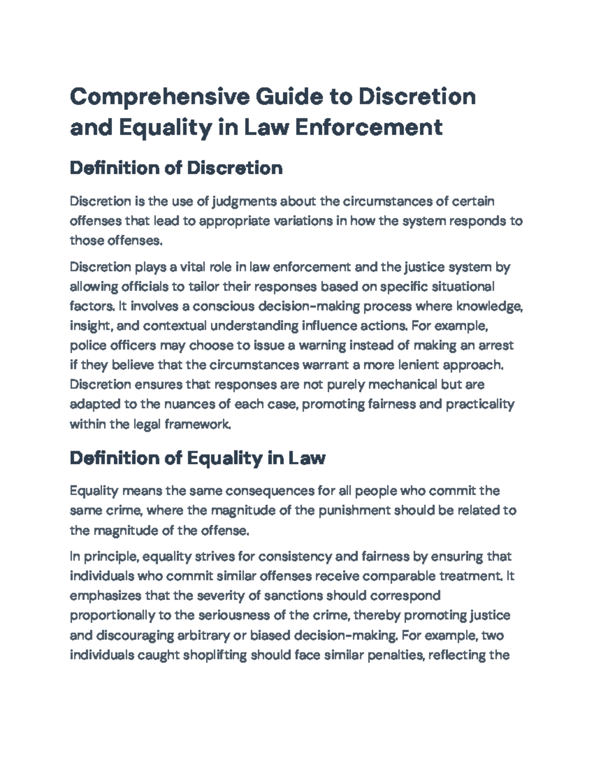 Discretion vs. Equality in Law Enforcement: A Comprehensive Guide - Studocu