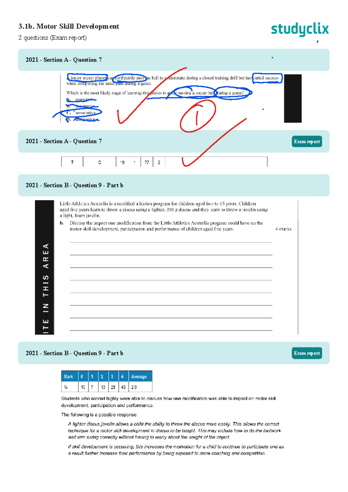 3.1b. Motor Skill Development Questions with exam-report - 3. Motor ...