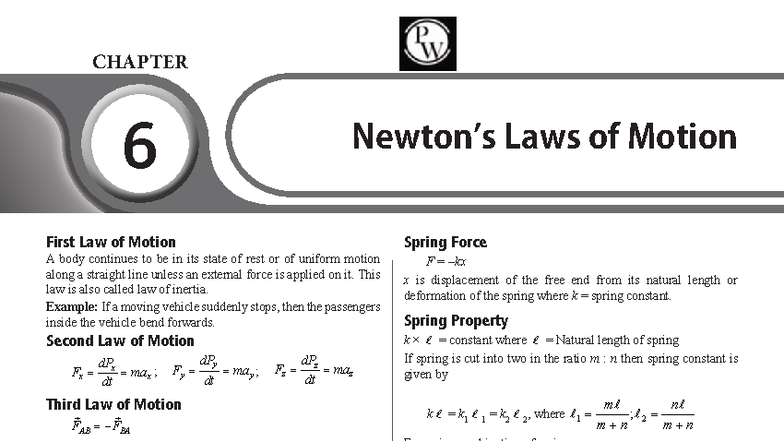 PHYS 101: Newton's Laws of Motion - Short Notes on Chapter 6 - Studocu