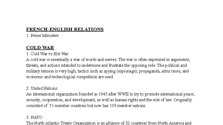 GR 10 History Final Exam Review: Cold War & WWII Insights - Studocu