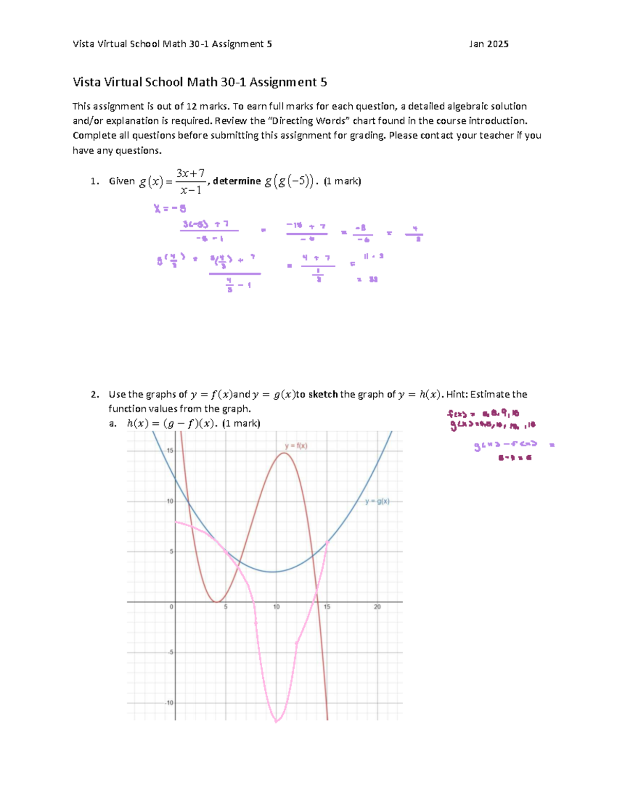 VV 5 - Math Assignment 5 for Vista Virtual School (Jan 2025) - Studocu