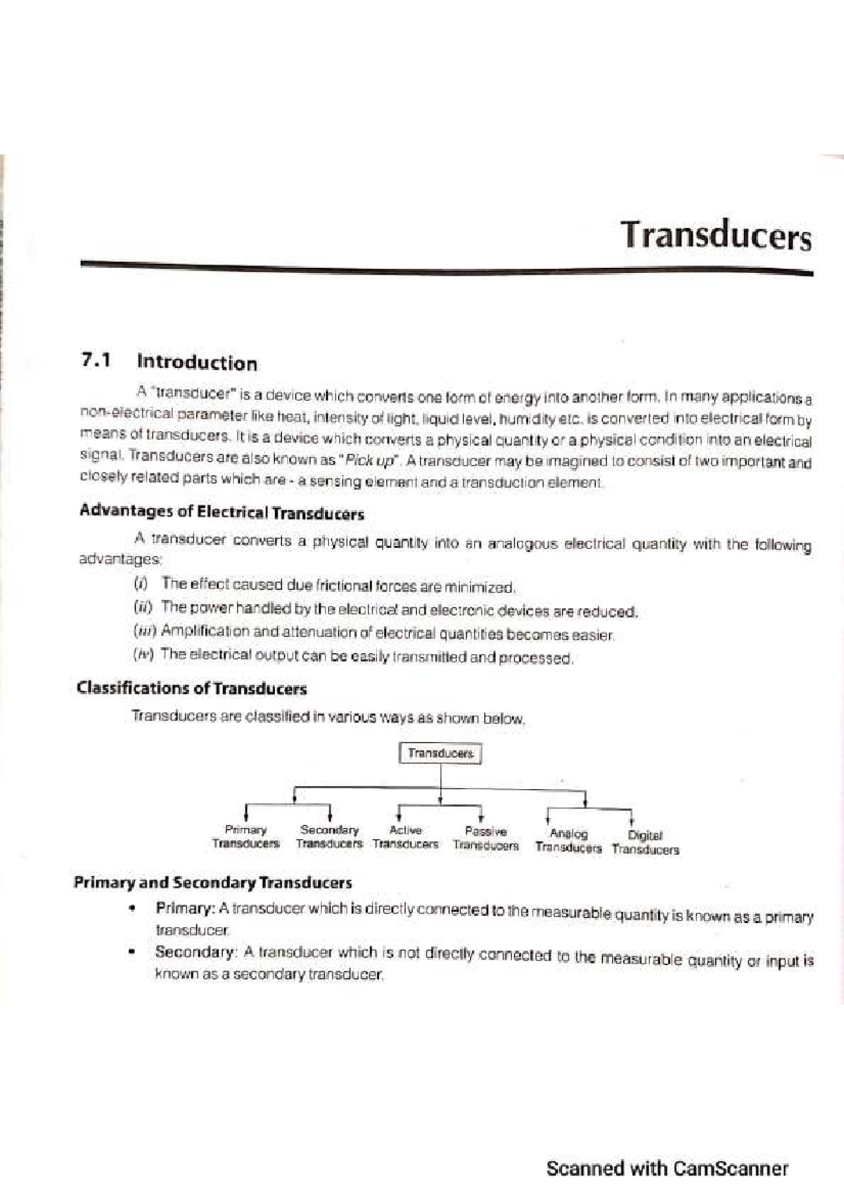 Notes UNIT 2 - PRATICE QUESTION - Transducers 7 Introduction A is a ...