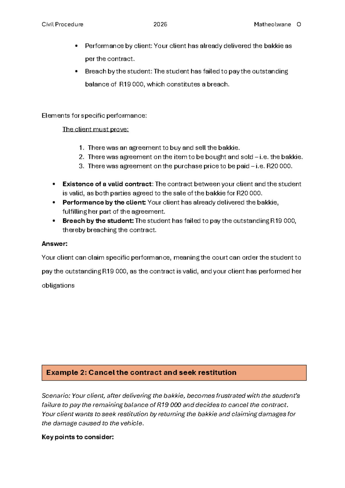 Civil Procedure 2026: Performance and Breach Notes (Doc 376) - Studocu