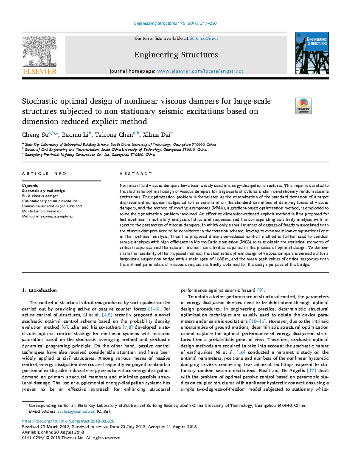 Stochastic Optimal Design of Nonlinear Dampers for Seismic Resilience ...