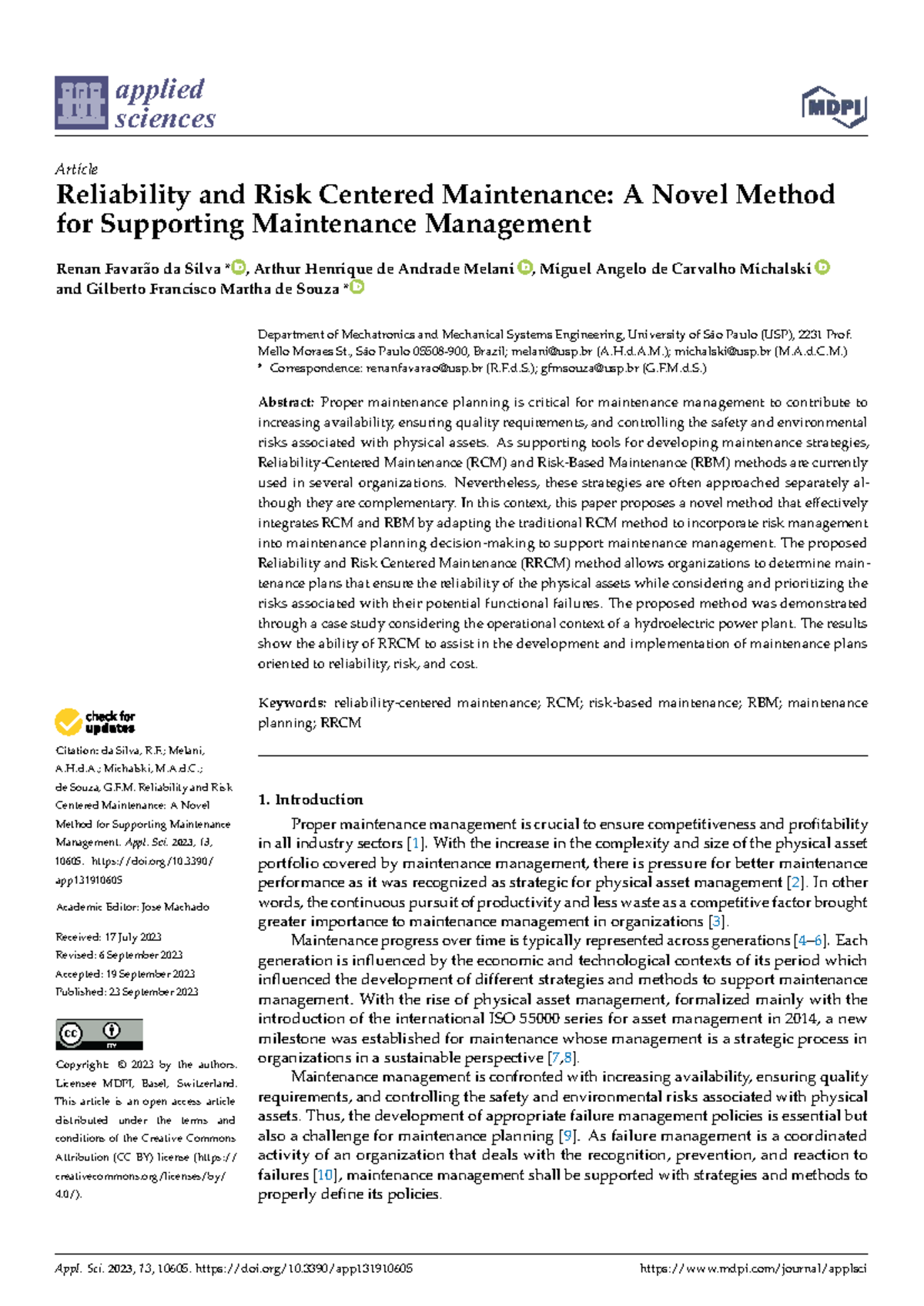 Reliability and Risk Centered Maintenance (RRCM) Method for Asset ...