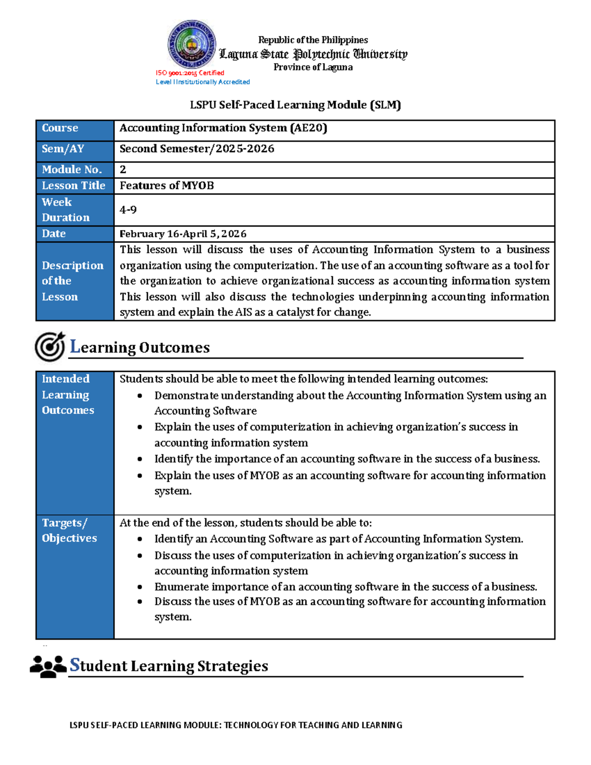 BSA Module 2 - AE20: Features of MYOB in Accounting Systems - Studocu