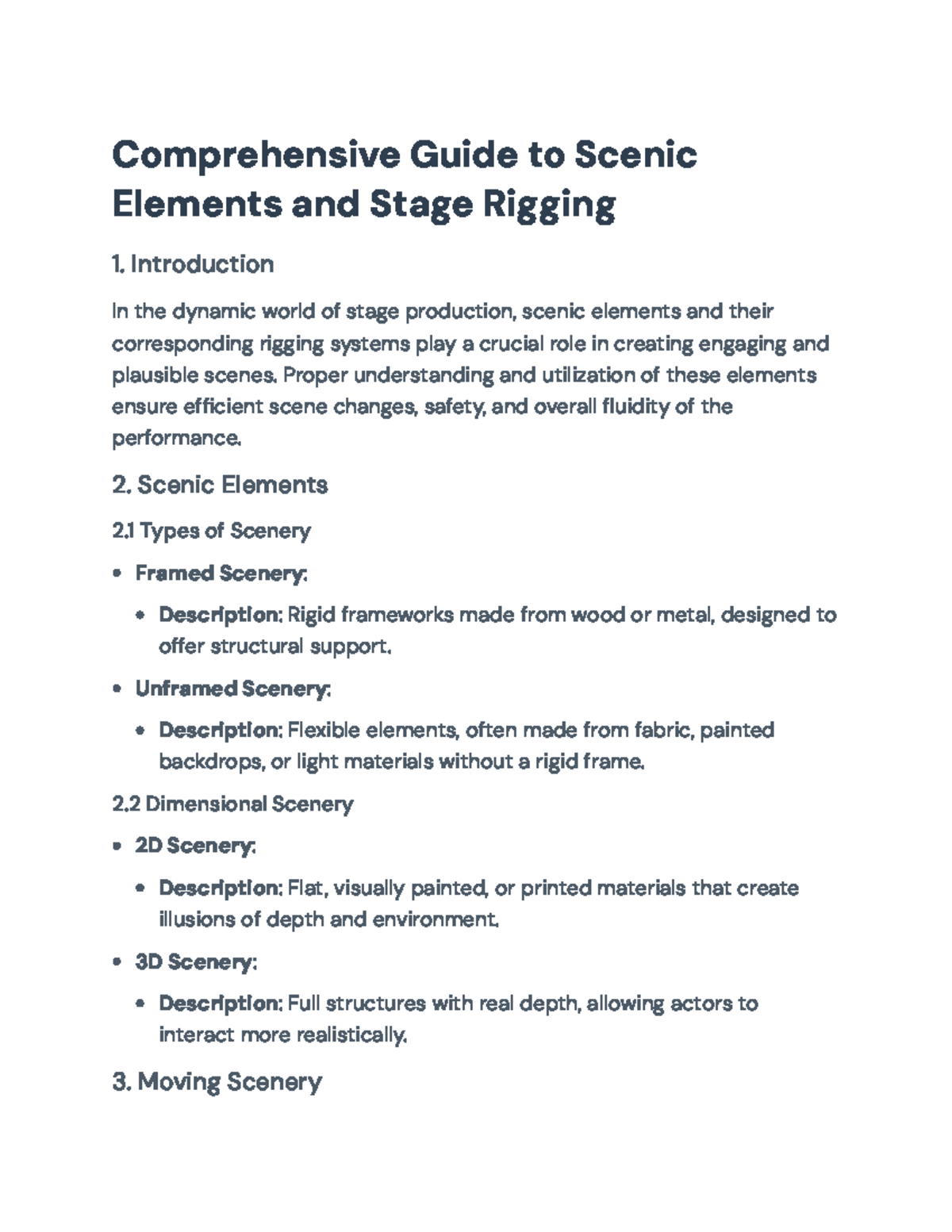 Comprehensive Guide to Scenic Elements and Stage Rigging (Course Code ...