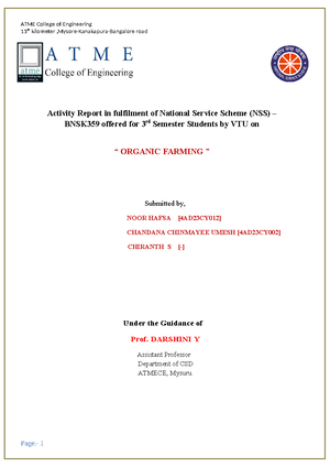 NSS Activity report - a brief description of nss activities - Activity ...