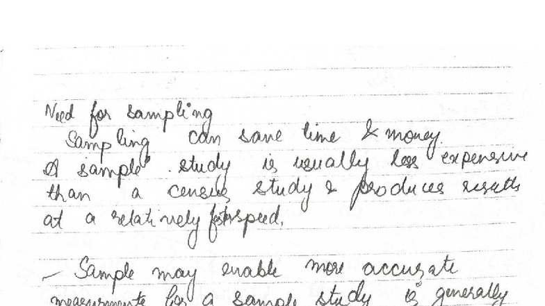 Sampling Lecture Notes Importance And Benefits Of Sampling Studocu