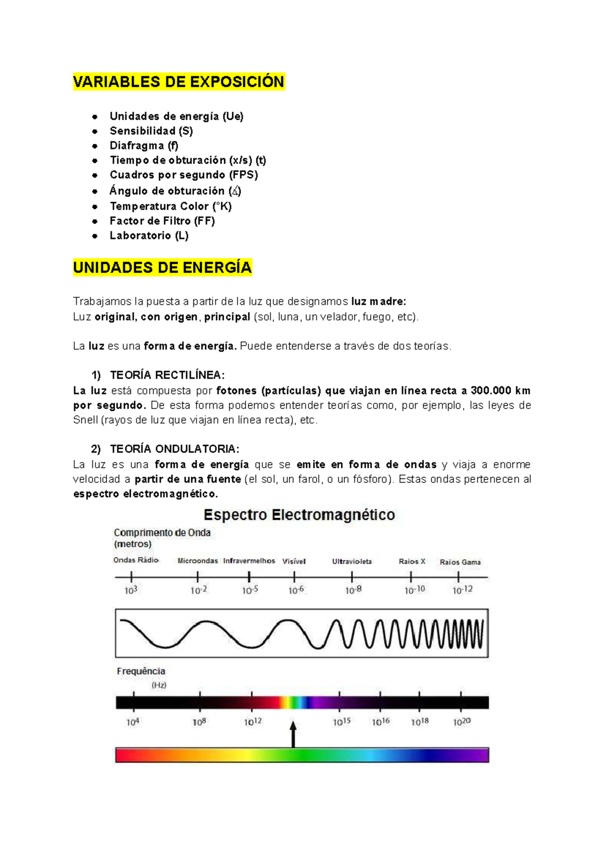Superresumen de Foto II: Variables de Exposición y Medición - Document Preview