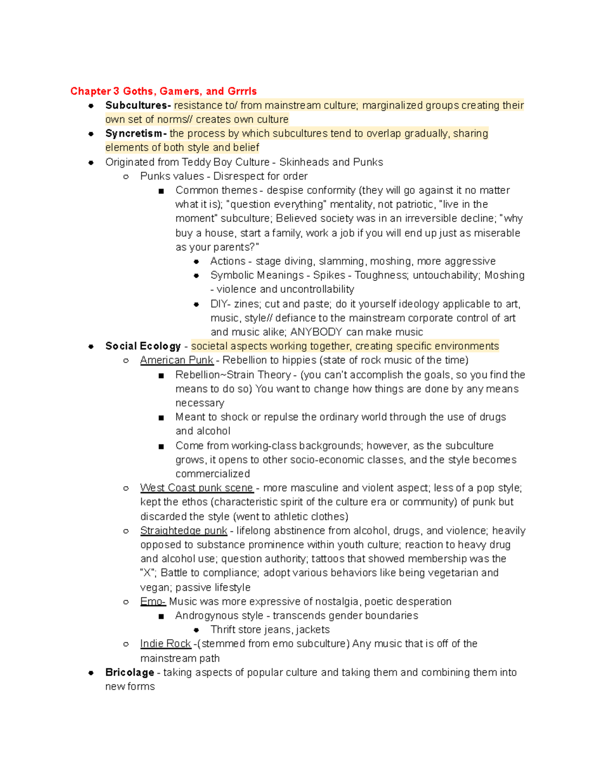 SOCI 211 Exam 2 - Lecture Notes on Subcultures and Deviance - Studocu
