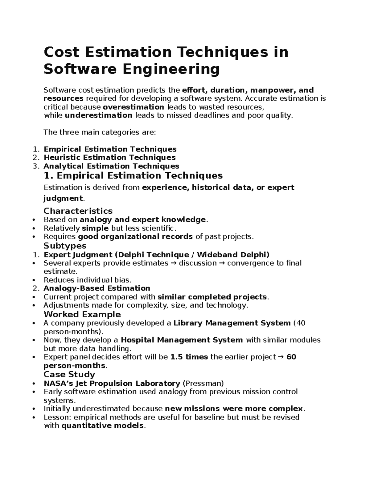 Cost Estimation Techniques in Software Engineering: A Comprehensive ...