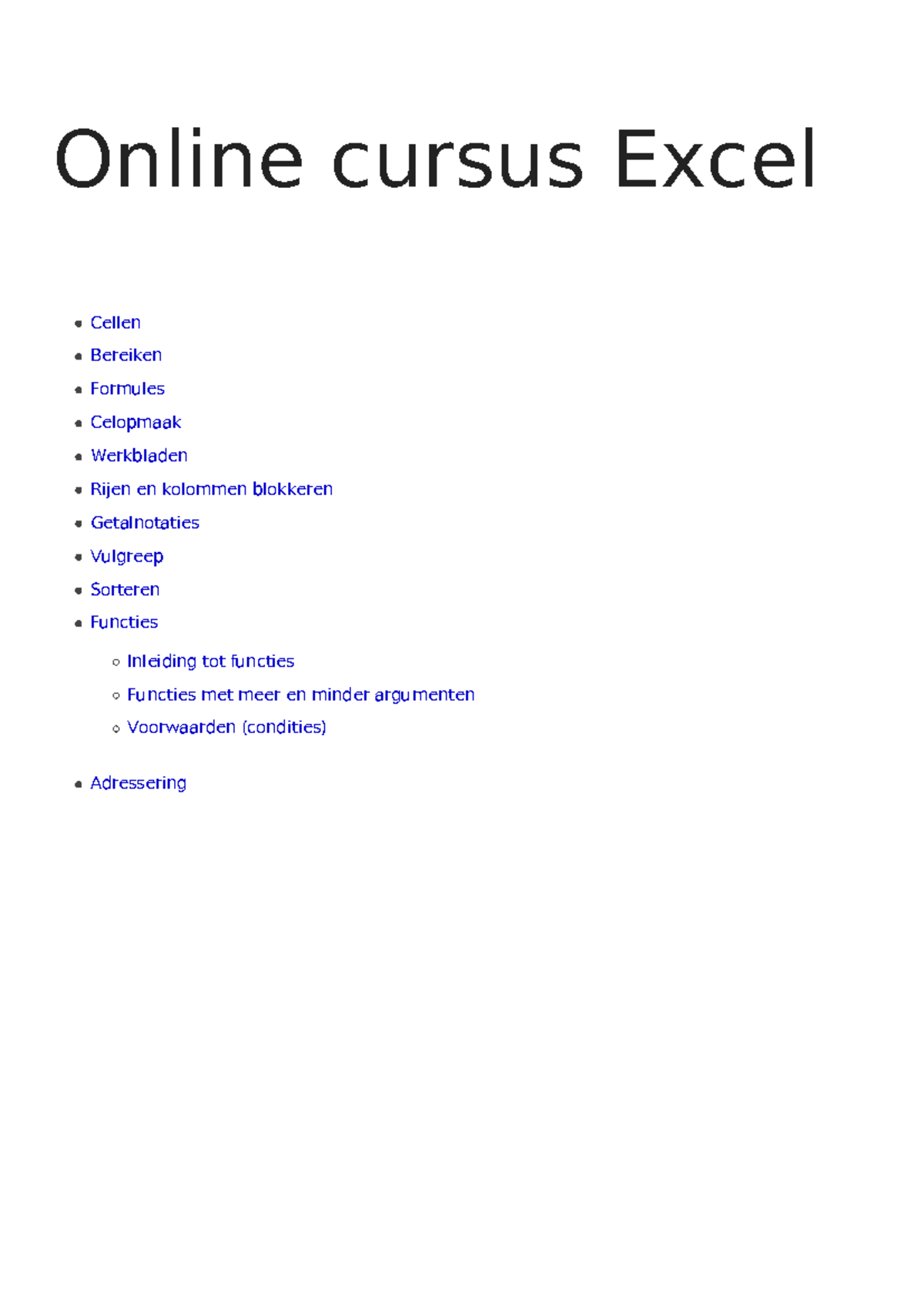 Cursus-excel - Samenvatting excel - Online cursus Excel Cellen Bereiken ...
