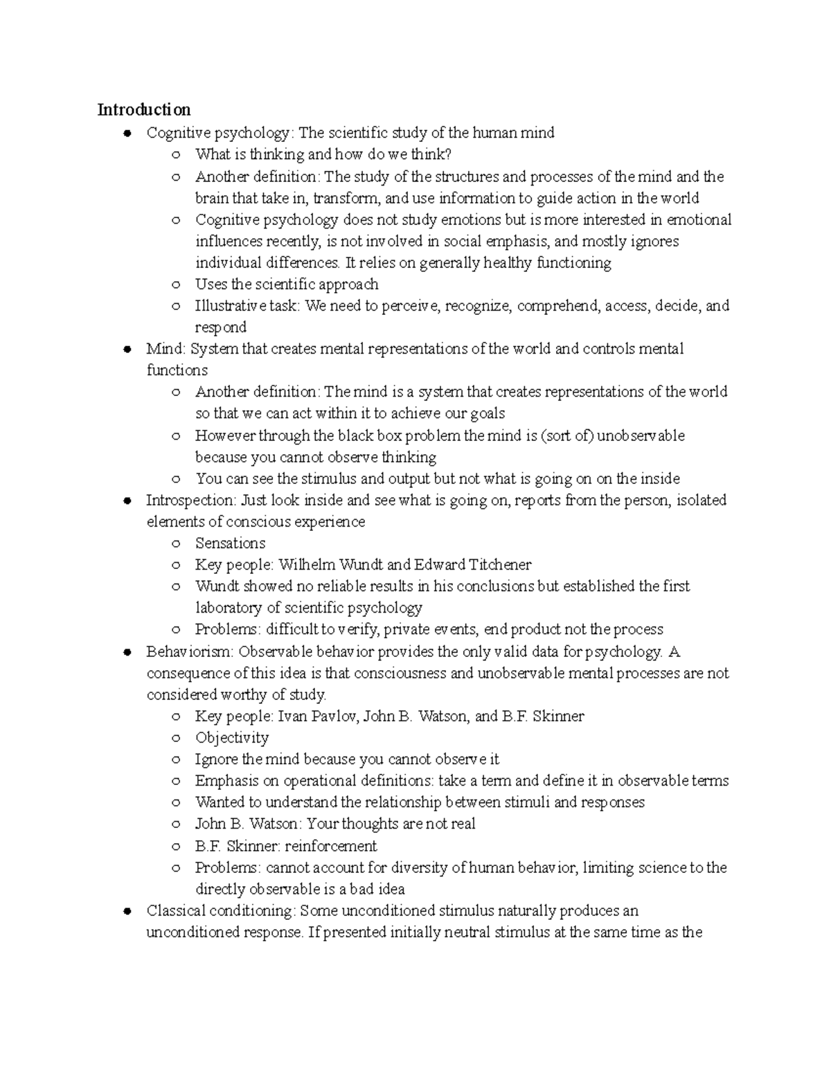 Psych 240: Cognitive Psychology Exam 1 Review Notes and Key Concepts ...