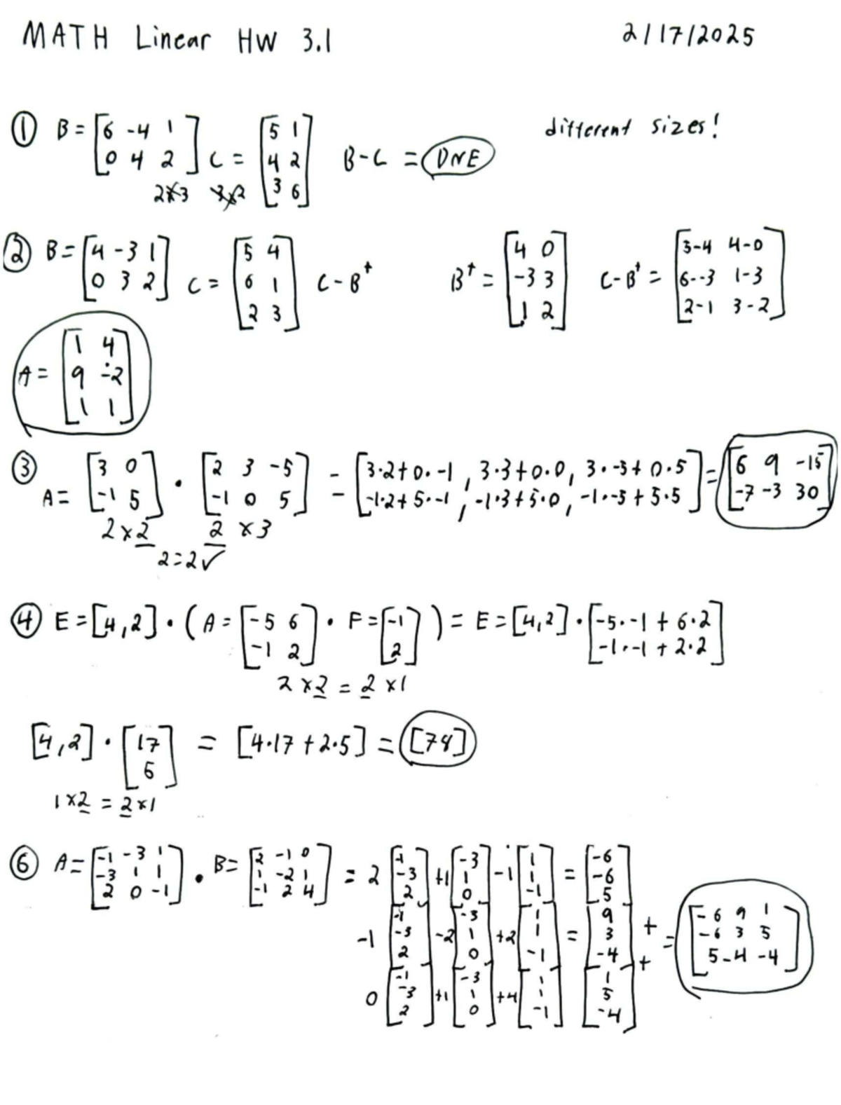 MATH 3.1 Linear Algebra Homework Solutions - MASC2114 - MATH Linear HW ...