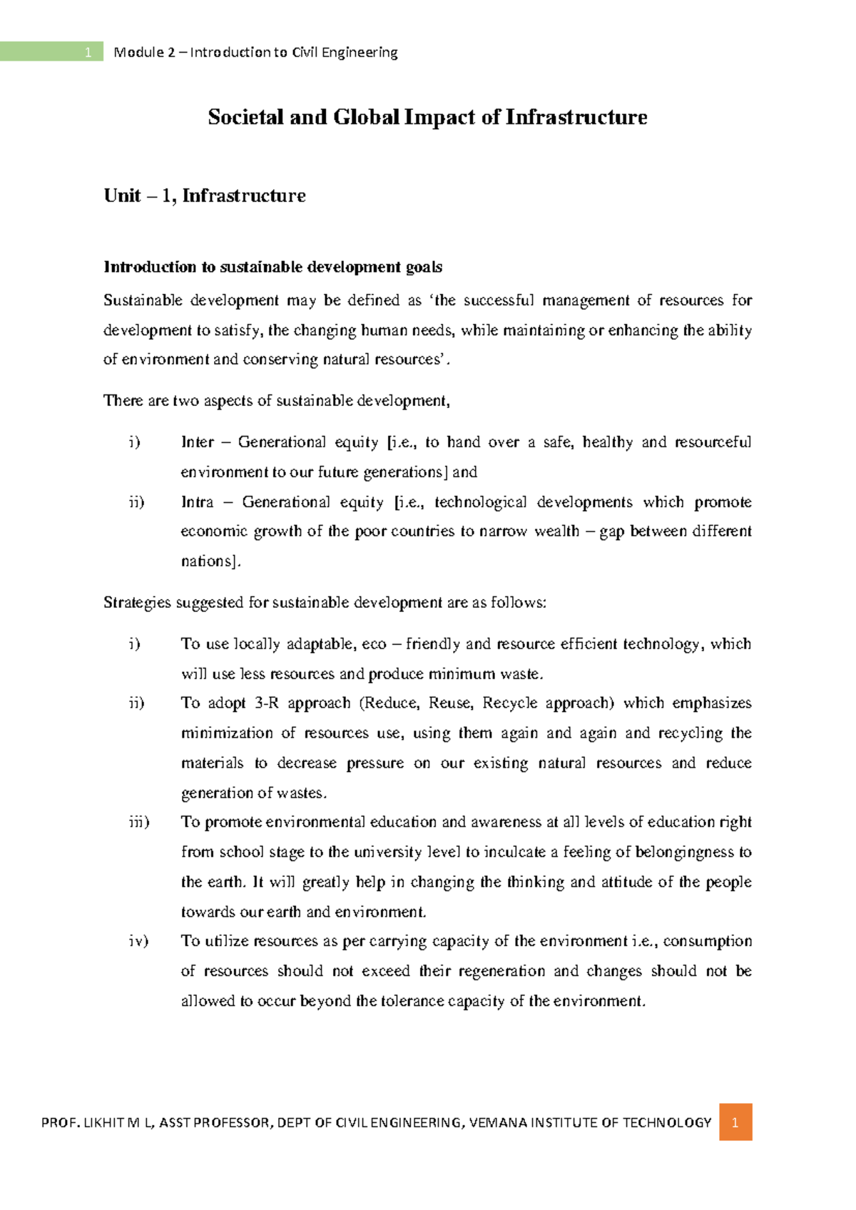 ICE Module 2 - Notes - Societal and Global Impact of Infrastructure ...