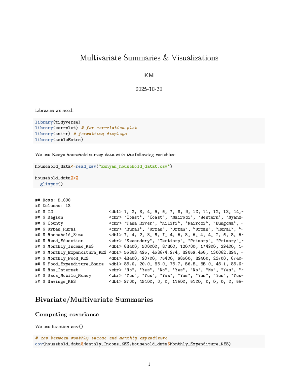 Multivariate Statistics and Visualizations for KEN 101 - Studocu