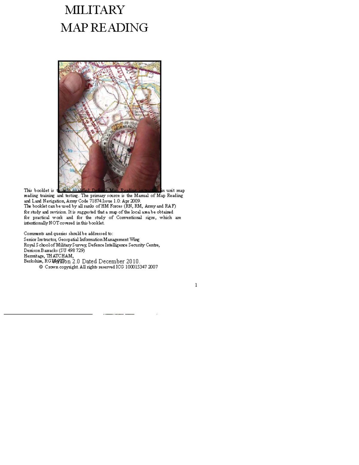 MILITARY MAP READING GUIDE (Army Code 71874) - Studocu