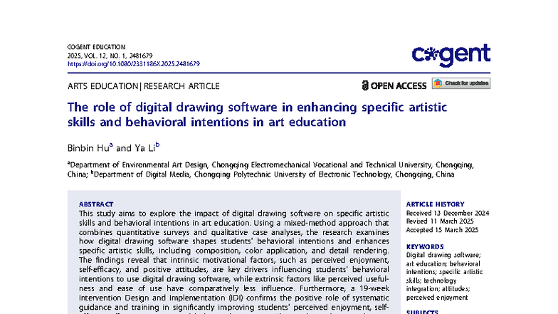 COGENT EDUCATION 2025: Enhancing Artistic Skills with Digital Drawing ...