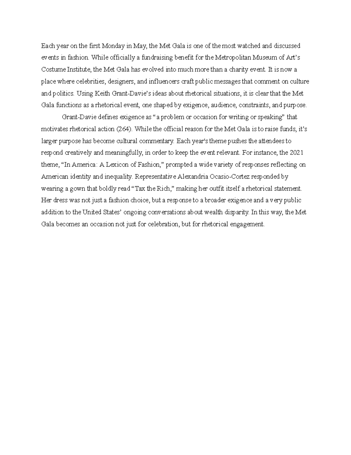 Fashion Politics: Analyzing the Met Gala as a Rhetorical Event - IM 101 ...