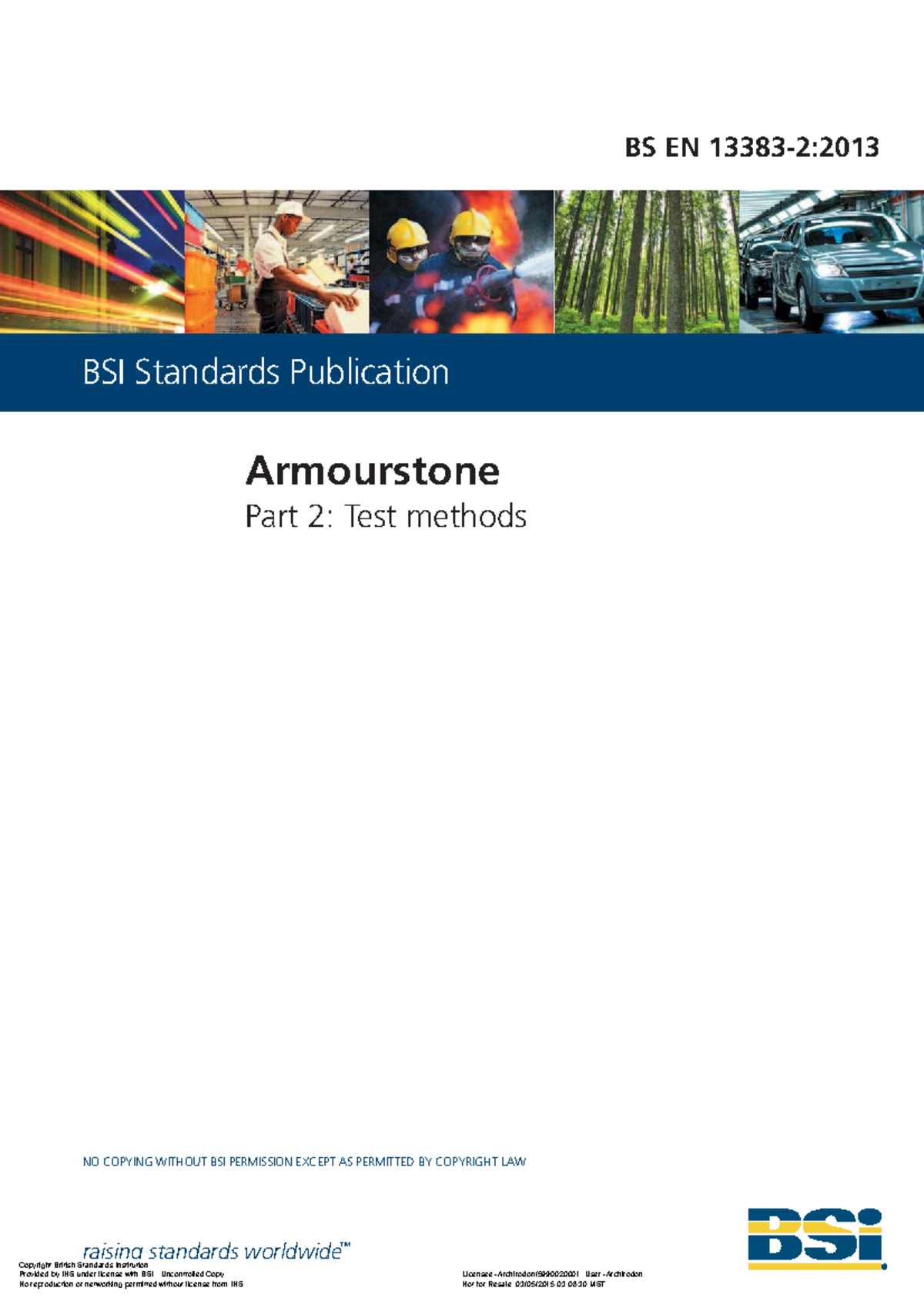 BS EN 13383: Armourstone Test Methods and Standards Overview - Document Preview