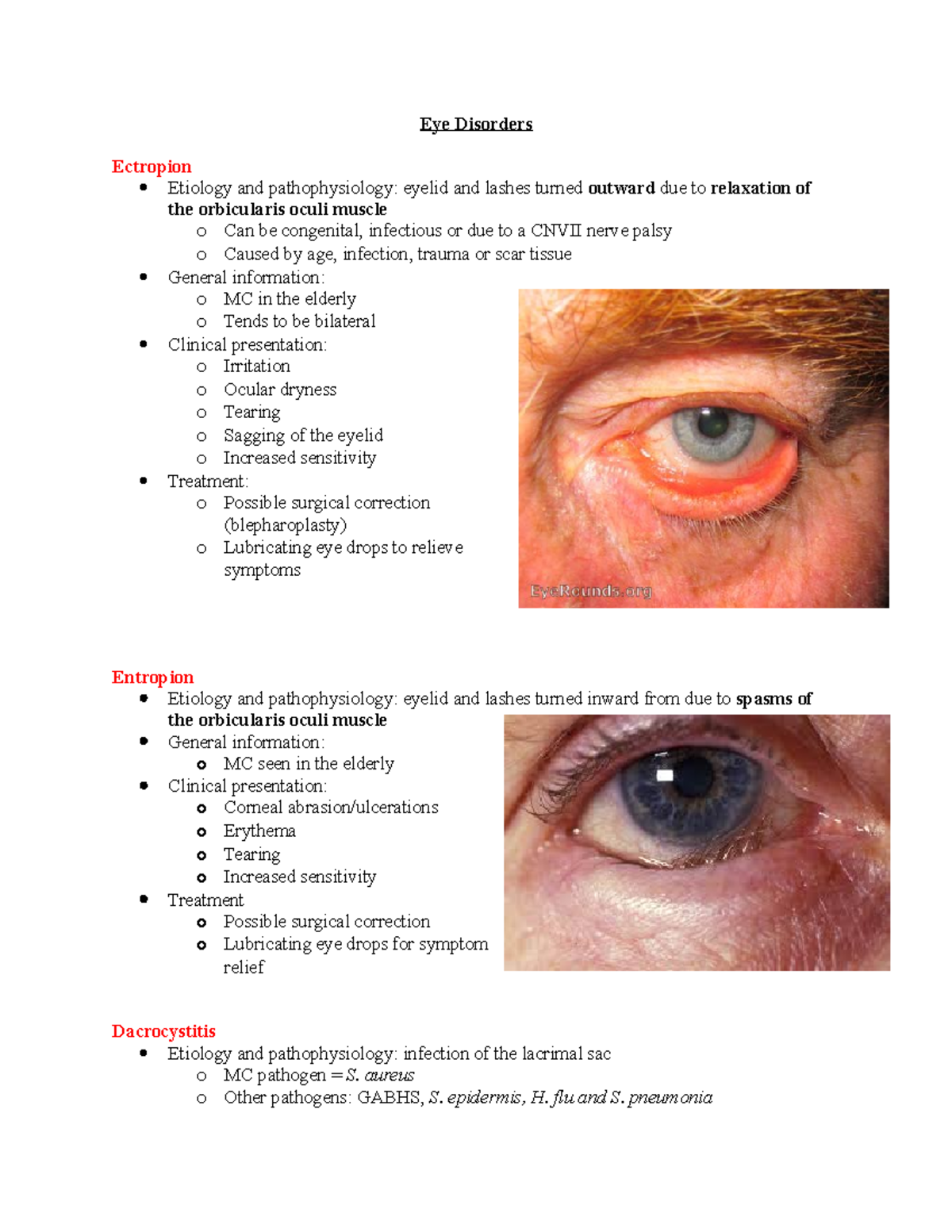 Study Guide: Eye Disorders in ENT-Derm (ENT 101) - Studocu
