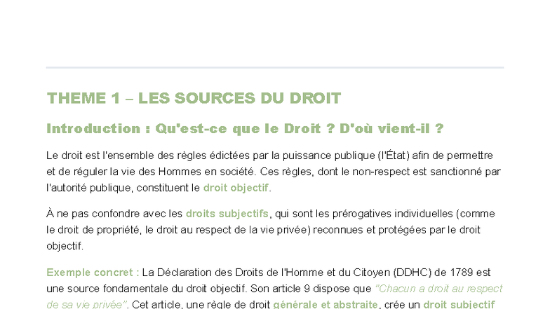 Cours 1 Droit : Les Sources du Droit et leur Hiérarchie - Studocu